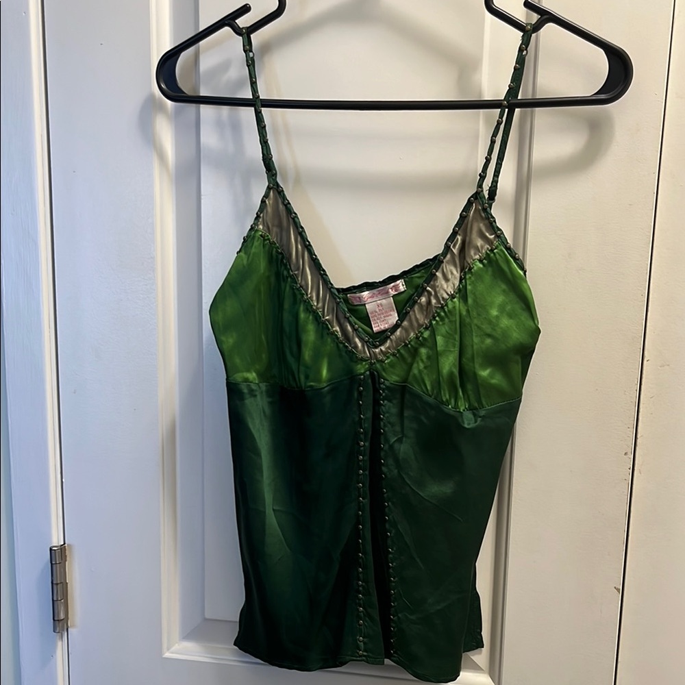 Green Satin Camisole Top